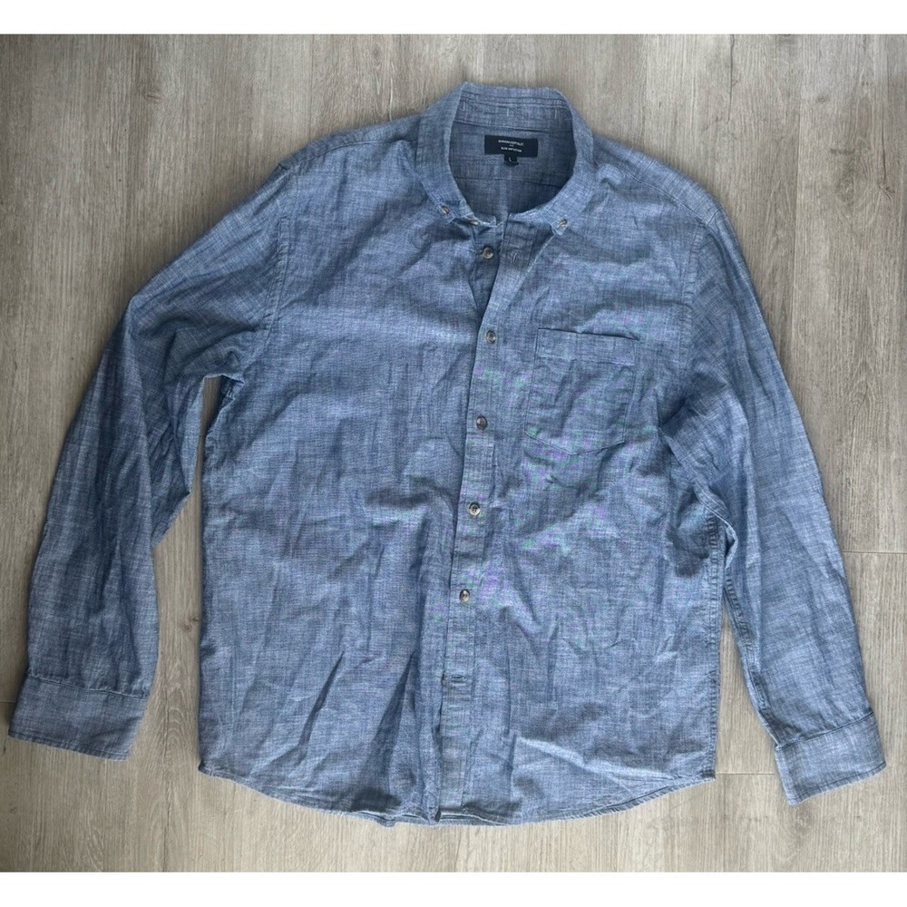Banana Republic Slim Fit Chambray Button Down Shirt, Size Large, Blue